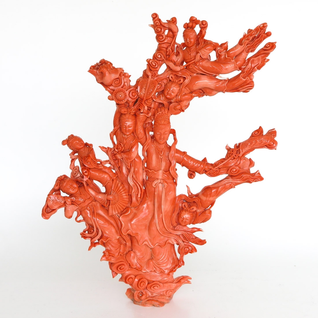 Carved Red Coral Sculpture