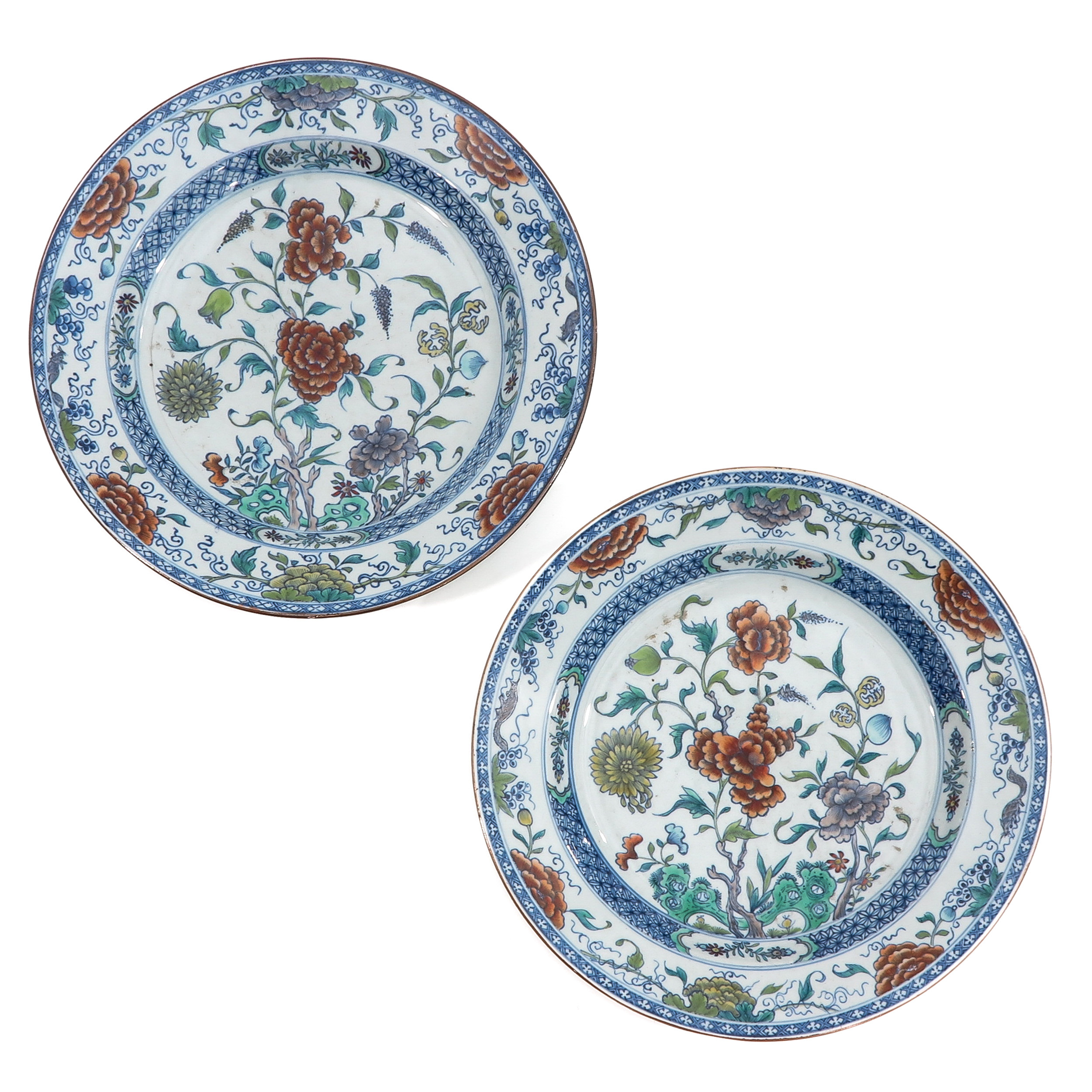 A Pair of Round Doucai Decor Charger