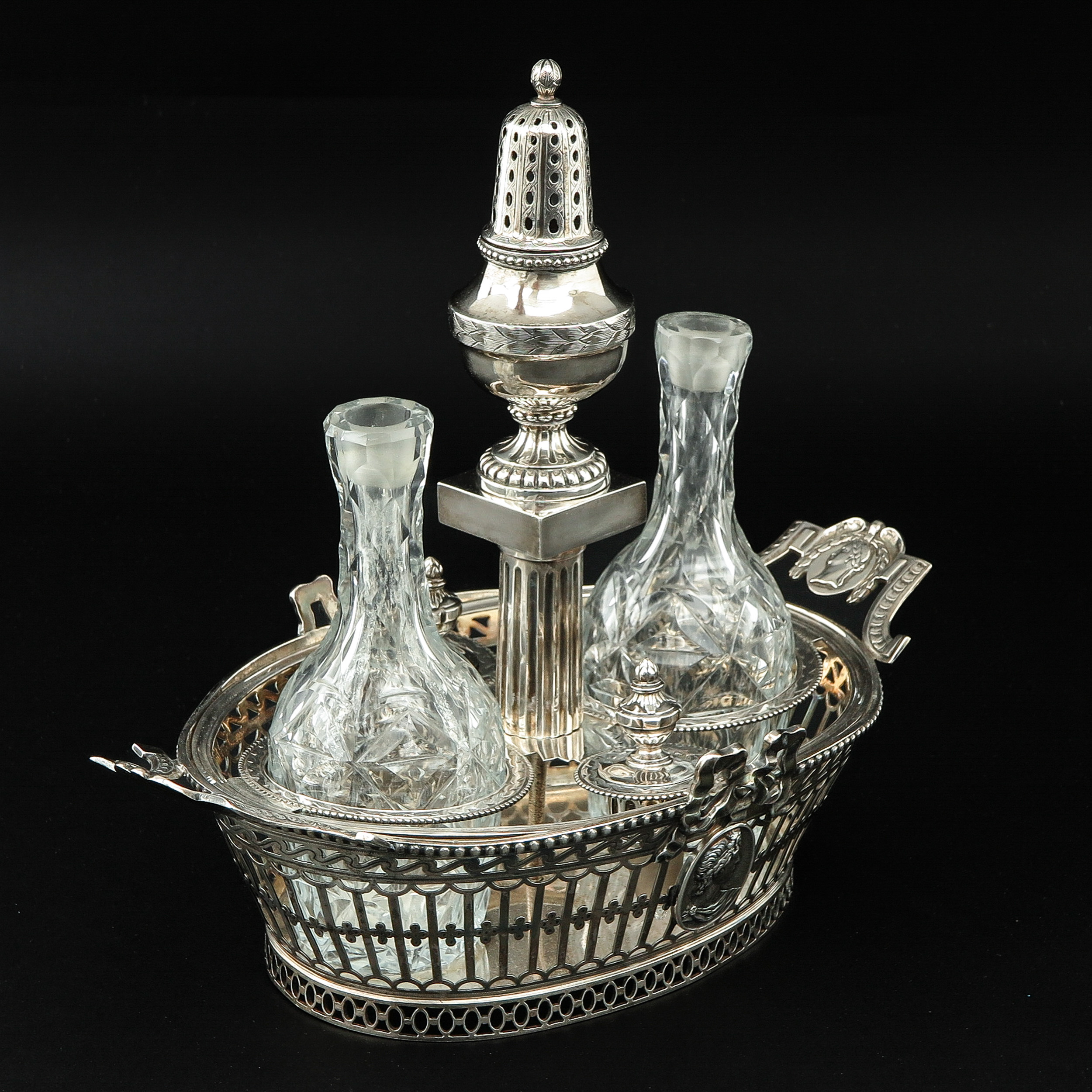 An 18th Century Silver Oil and Vinegar Set